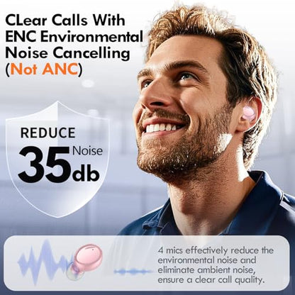 Lanteso True Wireless Earbuds Bluetooth 5.4, in Ear Headphones - color: Pink