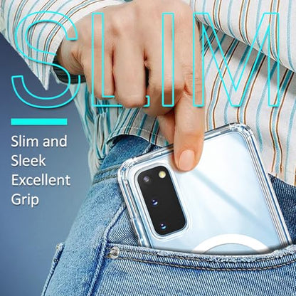 YZB Magnetic for Samsung Galaxy S20 & S20 5G Case, Clear | Compatible with MagSafe | Slim Fit Lightweight Shockproof, Military-Grade Protection, Yellowing Resistant Scratch-Resistant Back - color: Crystal Clear, size: Galaxy S20