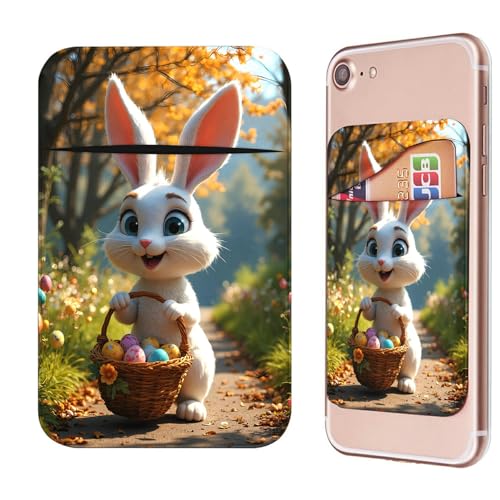 Phone Credit Card Holder Stick on, Cell Phone Pocket Self Adhesive Stretchy Stick on Wallet ID Credit Card Case Pouch Sleeve with Flap for All Smartphones, Bunter Osterhase - color: Bunter Osterhase