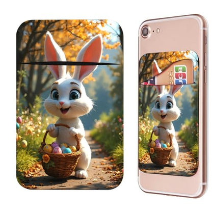 Phone Credit Card Holder Stick on, Cell Phone Pocket Self Adhesive Stretchy Stick on Wallet ID Credit Card Case Pouch Sleeve with Flap for All Smartphones, Bunter Osterhase - color: Bunter Osterhase