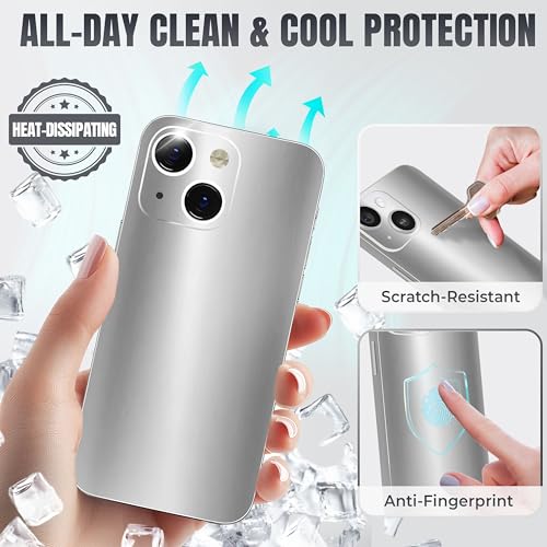 2Pcs Skin Wrap Compatible for iPhone 14 – Slim Decal Vinyl Protective Film for Sides & Back – Sleek Fit, Premium Look – Compatible with All iPhone 14 Cases - Silver - color: Silver