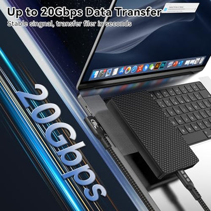 USB C 3.2 Gen2x2 20Gbps Cable, 90Degree USB C 4K@60Hz UHD Video 5A/240W PD3.1 Fast Charge Cord with E-Marker Compatible with Thunderbolt 3/4 (90D 6M) - size: 90D 6M