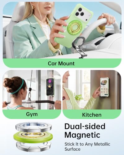 SYNCWIRE Magnetic Phone Ring Holder, for MagSafe Phone Grip Stand Kickstand - color: Kiwi Spark