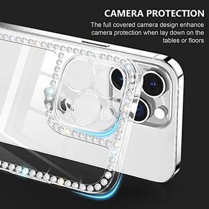 Compatible with iPhone 13 Pro Case Clear for Women Girls 3D Glitter Sparkle Bling Case Luxury Shiny Cute Crystal Charms Rhinestone Diamond Bumper Soft TPU Cover Case for iPhone 13 Pro - size: iPhone 13 Pro