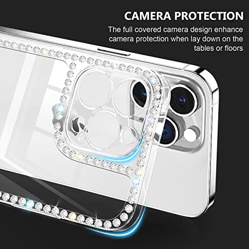 Compatible with iPhone 12 Pro Case Clear for Women Girls 3D Glitter Sparkle Bling Case Luxury Shiny Cute Crystal Charms Rhinestone Diamond Bumper Soft TPU Cover Case for iPhone 12 Pro - size: iPhone 12 Pro