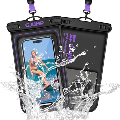 Waterproof Phone Pouch Floating, 2 Pack IP68 Dry Bag Cell Phone Case | Waterproof Phone Case with iPhone 17 16 15 14 Pro Max, Snorkeling Beach Swimming Cruise Travel Essentials, Lanyard Included - color: Purple*2