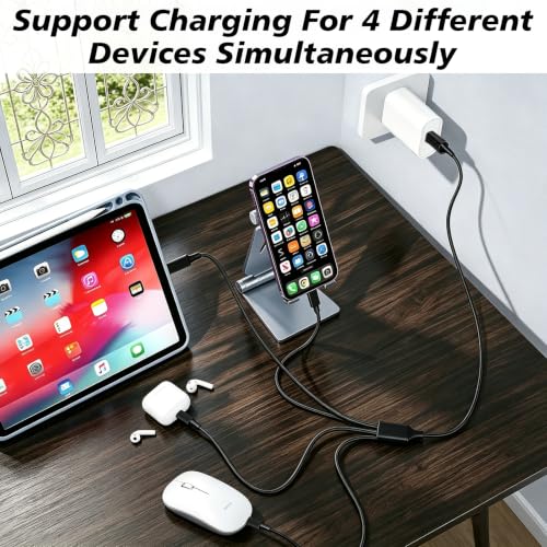 Awnuwuy Multi Charge Cable, 4FT 4-in-2, 4 USB C Ports for Type C Devices