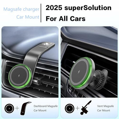 VICTORY & GIFT for 15w MagSafe Car Charger, Magnetic Wireless Car Charger, for MagSafe Car Mount Air Vent/Dashboard Car Phone Holder with 360° Adjustable Aluminum Arm
