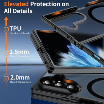 for Samsung Galaxy Z Fold 8 Ultra Case| Galaxy Z Fold 7 Case Magnetic Black | Compatible with MagSafe, Hinge Protection,Translucent Matte Military Grade Protection Shockproof Rugged Phone Cover - color: Z Fold 8 Ultra-Black, size: Galaxy Z Fold 8 Ultra| Z