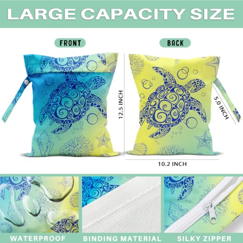 2 PCS Turtle Wet Dry Waterproof Bag Laundry Bag for Swimsuit | Wet Dry Bag for Swimsuit and Towels for Swimsuit Travel Beach Pool Diapers Dirty Yoga Gym - color: Turtle15