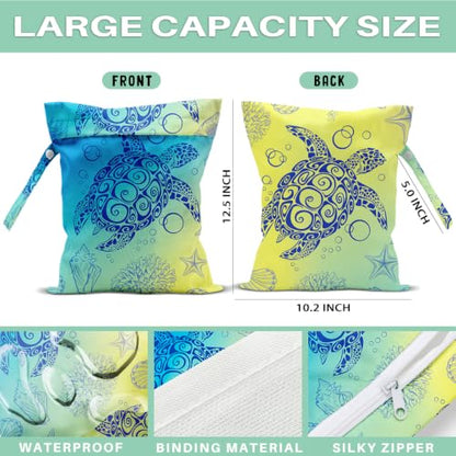 2 PCS Turtle Wet Dry Waterproof Bag Laundry Bag for Swimsuit | Wet Dry Bag for Swimsuit and Towels for Swimsuit Travel Beach Pool Diapers Dirty Yoga Gym - color: Turtle15