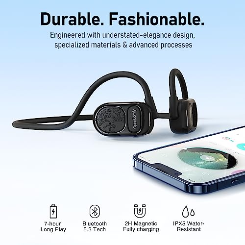 Audiovance OpenComfy CF201 Wireless Headphones for Running - Bluetooth Open-Ear Headphones for Sports Gym Workout - Superior Sound, Ultimate Comfor, Secure Fit, Ambient Awarenes. Black