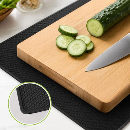 15"x18" Extra Large Double-Sided Non-Slip Cutting Board Mat - color: Large Black
