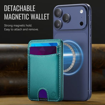 HXY for Magsafe Wallet Magnetic Card Holder RFID Blocking with Stand, 6 Card Holder for Phone Case, Slim Leather Magnetic Wallet for iPhone 17/16/15/14/13/12 Pro/Max/Plus (Teal) - color: Teal