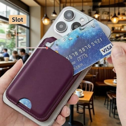 Magnetic Wallet for Mag-Safe with Adjustable Stand, 5 Card Holder, RFID Blocking,Upgraded Leather Card Holder Wallets Compatible with iPhone 17 16 15 14 13 12 Series - color: Deep purple folding support