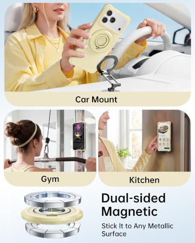 SYNCWIRE Magnetic Phone Ring Holder, for MagSafe Phone Grip Stand Kickstand - color: Milk Banana