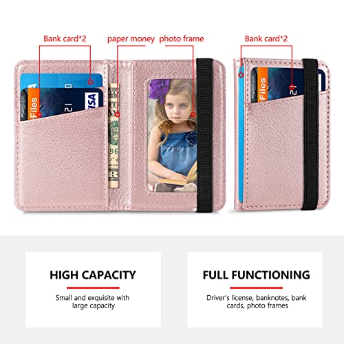 Phone Wallet Stick on for Phone Case, Credit Card Holder for Back of Phone Cases Flip Leather Wallet Sleeve Pouch Compatible with iPhone, Samsung Galaxy Android Most Smartphones Rose Gold - color: Rose Gold