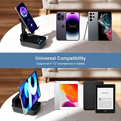 comiso Phone Stand with Bluetooth Speaker, HD Stereo, Adjustable - color: Black