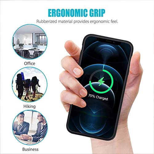 Battery Case for iPhone 12/12 Pro, 10000mAh High Capacity Rechargeable Portable Charger Case Extended Battery Pack Compatible with iPhone 12/12 Pro (6.1 inch) Wireless Charging Case with Carplay-Black - size: iPhone 12/12 Pro (6.1 inch)