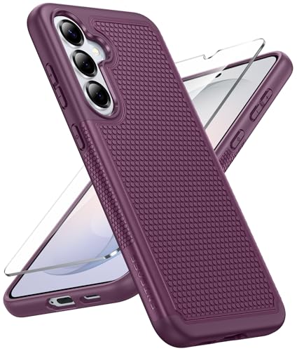 FNTCASE for Samsung Galaxy S26 Phone Case: Dual Layer Non Slip Protective | With Screen Protector, Shockproof Drop Protection, Matte Textured Protective Cell Phone Cover, for Daily Use, Burgundy - color: Burgundy, size: For Galaxy S26