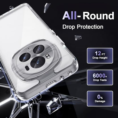 Case for Honor Magic 6 Pro 5G, Military Grade Drop Protection Phone Case, Yellowing Resistant, Anti-Scratch Hard PC Back, Shockproof Hard Ultra-Thin Protective Cover, Clear - size: Honor Magic 6 Pro