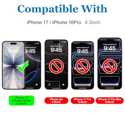 Mothca 2 Pack Matte Glass Full Coverage Screen Protector for iPhone 17 / iPhone 16 Pro 6.3-inch, Anti-Glare Anti-Fingerprint Black Edge Tempered Glass Film with Easy Installation Tool, Smooth as Silk - size: iPhone 16 Pro/17-6.3 Inch