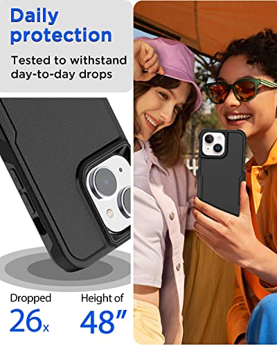 AICase for iPhone 13 Belt Clip Case with Glass Screen Protector,[Compatible MagSafe] Heavy Duty Drop Protection Full Body Rugged Shockproof Military Protective Tough Durable Cover - color: Black with Magsafe+Belt