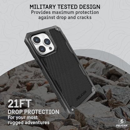 Pelican Shield iPhone 15 Pro Max Case - Rugged MagSafe Phone Case - Black | Magnetic Phone Case w/21ft Military Grade Drop Protection - Phone Cover w/ Belt Clip Holster Kickstand for iPhone 15 Pro Max - color: Shield Black, style: MagSafe
