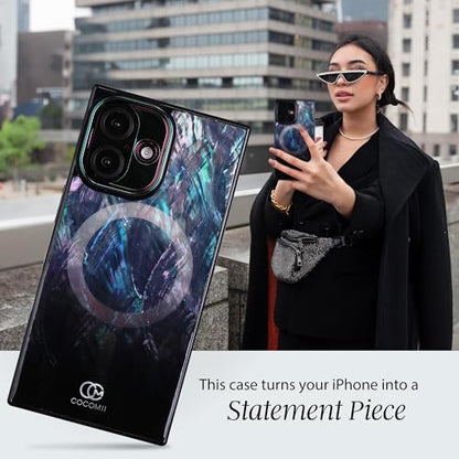 COCOMII Rectangle for iPhone 16 Case, Black Real Mother of Pearl | Compatible with MagSafe Wireless Charging, Shockproof 10ft Drop Protection, Camera & Screen Protection, Premium Glossy Finish - color: Black Real Mother of Pearl, size: iPhone 16 (6.1")