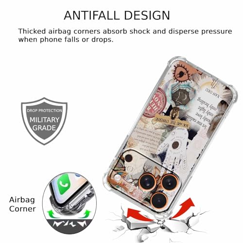 Case for iPhone 17 Pro with Aesthetic Beige Desgin,Spiritual Hippie Quotes Collage,Clear Soft TPU Bumper Phone Cover,6.3"(Beige,17Pro) - color: Beige, size: iPhone 17 Pro