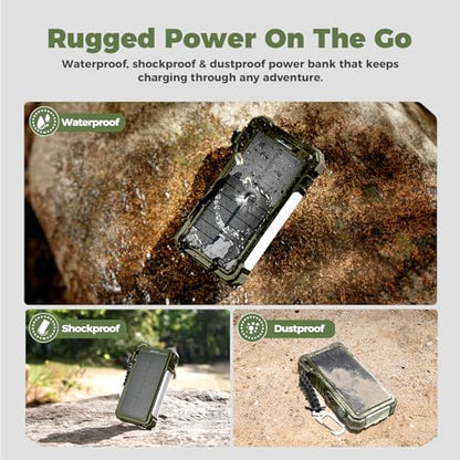 BLAVOR Solar Power Bank 20000mAh, Wireless Charger for Phones & Apple Watch - color: Green