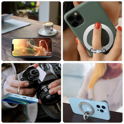 Magnetic Phone Ring Grip for MagSafe Phone Grip Finger Ring Holder Stand - color: Pink