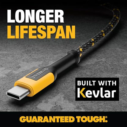 DEWALT Heavy Duty USB C Cable (USB 2.0, Black, 1 feet) - size: 1 ft