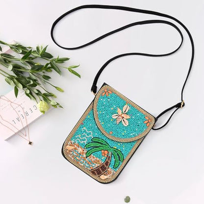 Small Beaded Crossbody Bag for Women, Boho Cell Phone Shoulder Purse Wallet with Handcrafted Colorful Beads - color: Tree-10