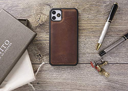 Venito Lucca Leather Case Compatible with iPhone 11 Pro Max (6.5inch) – Extra Secure with Padded Back Cover - Antique Brown - color: Antique Brown, size: iPhone 11 Pro Max