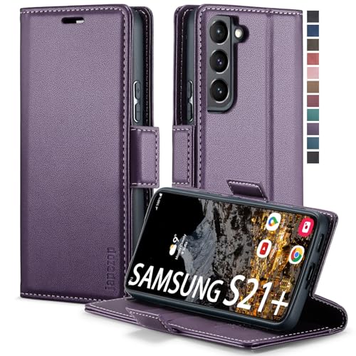 Samsung Galaxy S21+ Plus 5G Case,Samsung Galaxy S21 Plus 5G Wallet Case with Card Holder RFID Blocking Kickstand Magnetic,Leather Flip Case for Samsung Galaxy S21+ 5G 6.7 Inch (Fashion Purple) - color: Fashion Purple, size: S21+ Plus 6.7"
