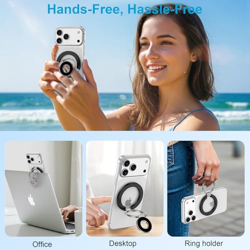 MagSafe Phone Ring Grip, 360° Rotation Magnetic Phone Ring Holder Stand - color: black