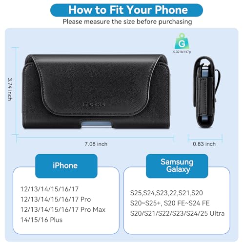 nuoku Cell Phone Holster for iPhone 17/16/15/14/13/12/11 Pro Max Series with Card Solt, Belt Clip Phone Case for Samsung Galaxy Series (Black) - color: Black