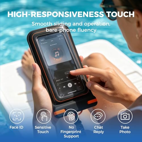 Wokyo 2 Pack IPX8 Waterproof Phone Pouch, Dual Pocket Case Fits 7.2 Inch Smartphones Blue Floating Dry Bag with Lanyard Underwater Photography Capable Cruise Travel Essential - color: Blue+Blue