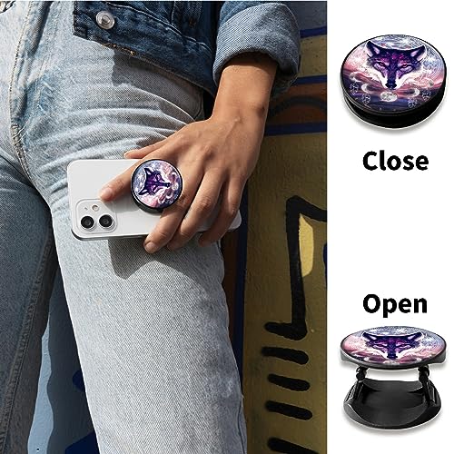 2 Pack Cell Phone Grip with Expanding Kickstand, Dream Catcher Wolf - color: Dream Catcher Wolf