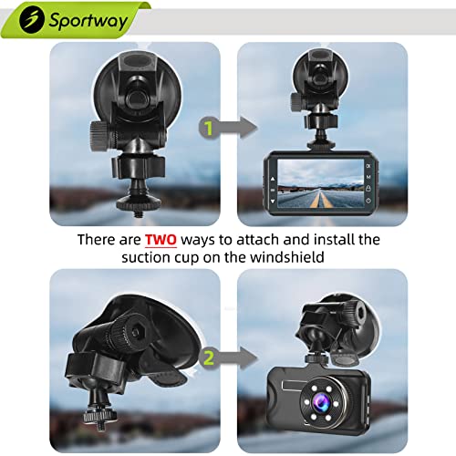 Sportway S30 Pro Dash Cam Suction Mount (2 Gen) 360° Secure Adjustable View
