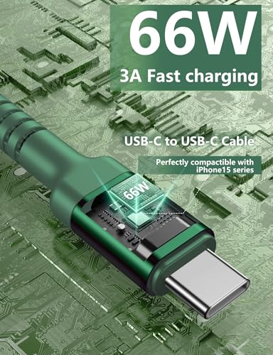 USB C Cable 3FT, 2Pack USBC to USBC Fast Charging Cable 66W, iPhone USB C - color: Green, size: 3FT, style: USB C to USB C