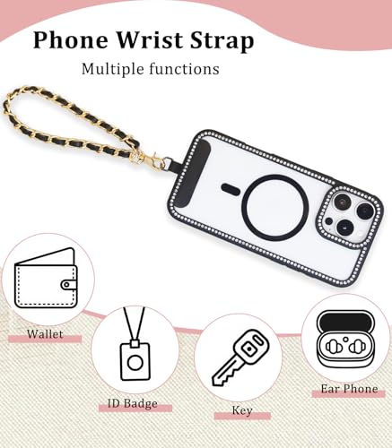 Phone Chain Crossbody,Adjustable Anti-Theft Cell Phone Lanyard Crossbody - color: Gold&black