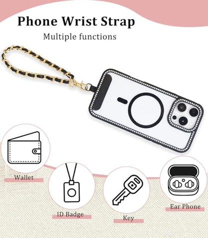 Phone Chain Crossbody,Adjustable Anti-Theft Cell Phone Lanyard Crossbody - color: Gold&black