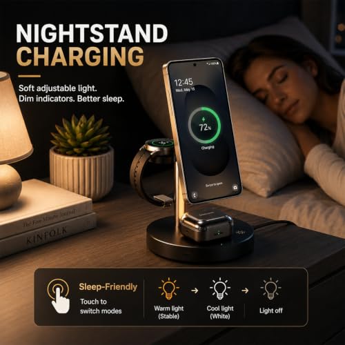 Geyo 4 in 1 Magnetic 15W Wireless Charger for Samsung S26 with Night Light