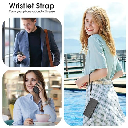 Arae Compatible with iPhone Air Case Wallet with Card Holder, Wristlet Strap Wallet Flip Cover for iPhone Air 6.5 inch Men/Women, RFID Blocking, Kickstand, Black - color: Black, size: iPhone Air 6.3 inch