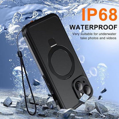 Oterkin Magnetic Stand for iPhone 15 Case Waterproof IP68, Black - color: Black, size: iPhone 15 6.1''