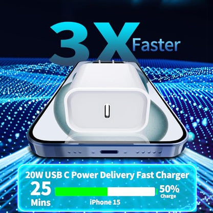 Apple MFi Certified iPhone 18 Pro Duo Charger Fast Charging, USB C Charger - color: Snow White