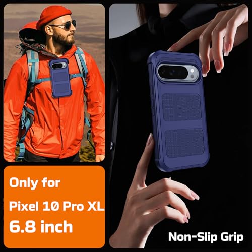 for Google Pixel 10 Pro XL Case with Belt Clip Holster,Military Grade Anti-Drop Shockproof Defender Phone Cases 2X Screen Protectors,2 Layers Rugged Heavy Duty Protective Bumper Cover (Blue) - color: Blue