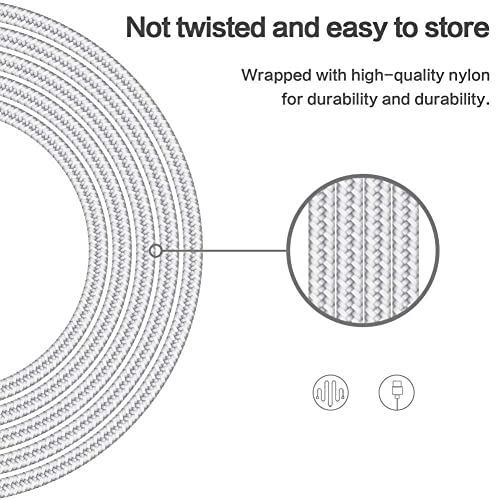 [Apple MFi Certified] 6Pack(3/3/6/6/6/10FT) iPhone Charger Nylon Braided Fast Charging Lightning Cable Compatible iPhone 14Pro/14/13Pro/13/12Pro/12/11and More-Silver&White